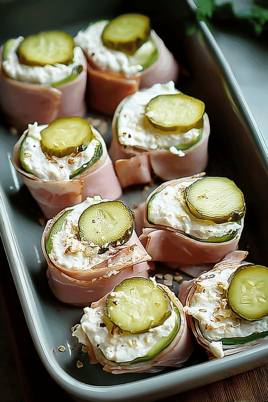 Easy Ham And Cream Cheese Pickle Roll-Ups Recipe With Video Tutorial 10 Cream Cheese Pickle Roll Ups