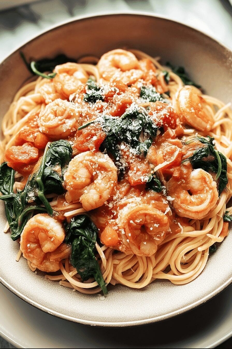 Garlic Butter Shrimp, Spinach, And Tomato Pasta Recipe 7 Tomato Spinach Shrimp Pasta