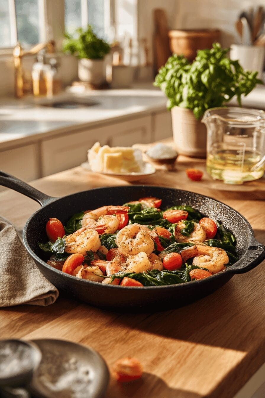 Garlic Butter Shrimp Pasta With Spinach And Tomatoes – Easy One-Pot Recipe 9 Tomato Spinach Shrimp Pasta