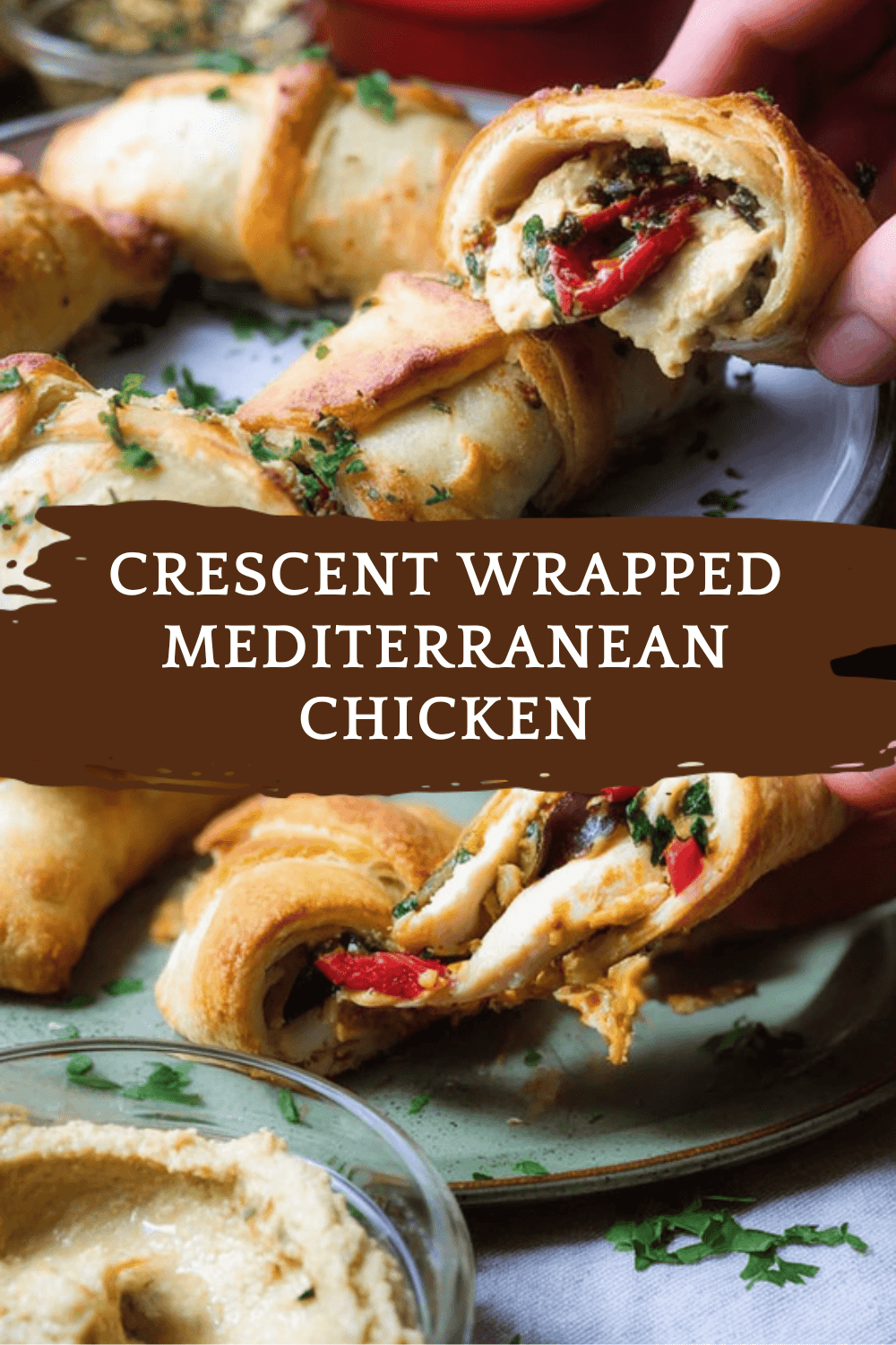 Crescent Wrapped Mediterranean Chicken With Creamy Hummus Dip 6 Crescent Wrapped Mediterranean Chicken