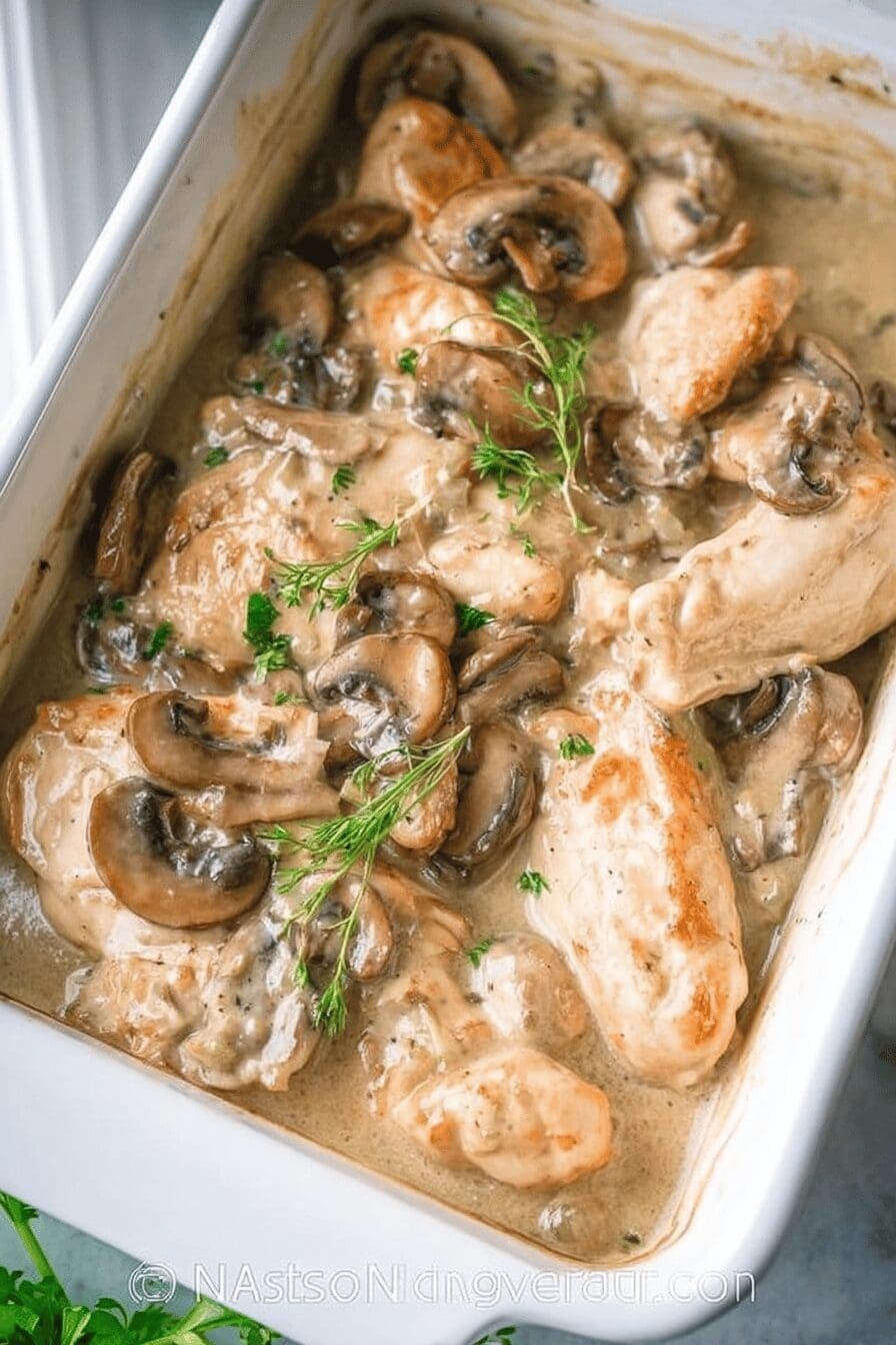 Creamy Chicken Mushroom One Pan Casserole Recipe 6 Chicken And Mushroom Casserole