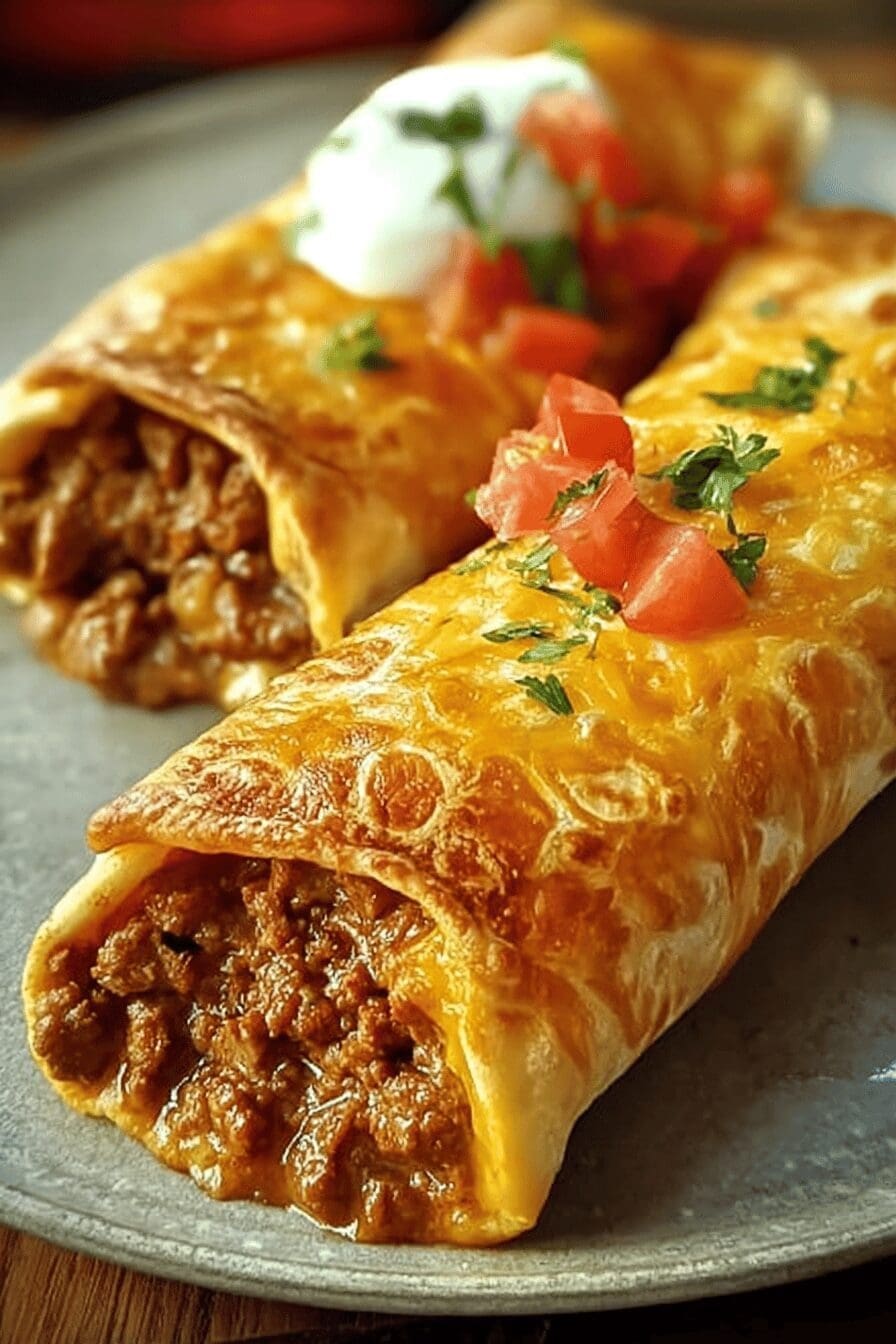 Beef Cheese Chimichangas