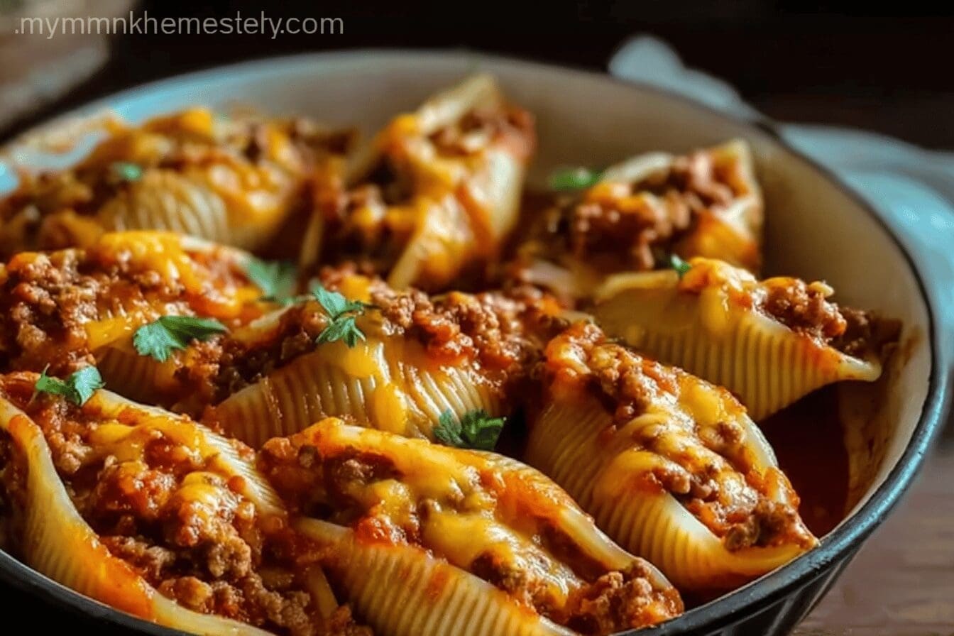 Cheesy Taco Pasta Shells Stuffed With Spicy Ground Beef And Cheese 6 Cheesy Taco Stuffed Shells