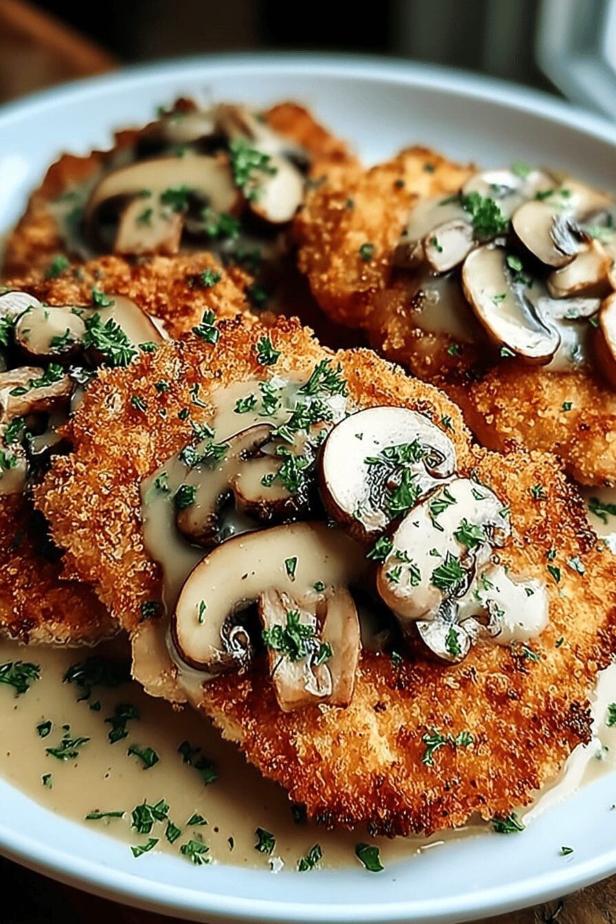 Chicken With Creamy Mushroom Sauce Recipe For A Rich Dinner 6 Golden Crispy Chicken Mushroom