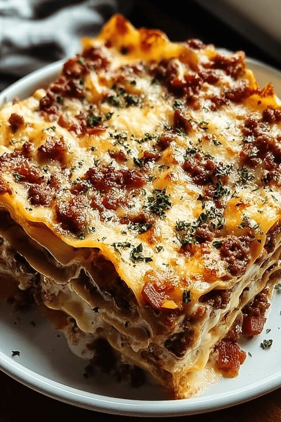 Parmesan Garlic Bacon Cheeseburger Lasagna Recipe For Savory Comfort 6 Parmesan Garlic Cheeseburger Lasagna