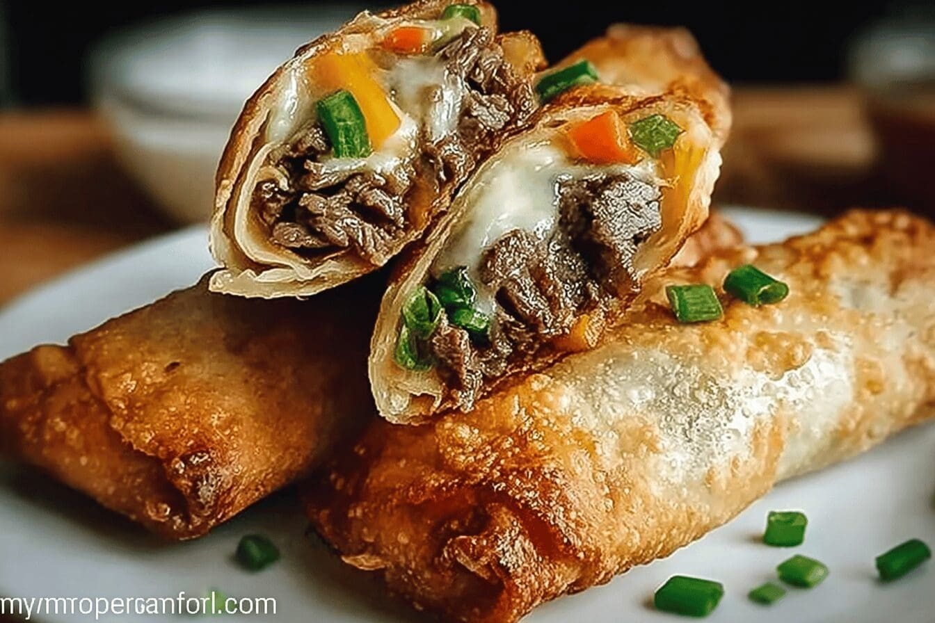 Philly Cheesesteak Egg Rolls Recipe With Savory Cheese And Beef Filling 6 Philly Cheesesteak Egg Rolls