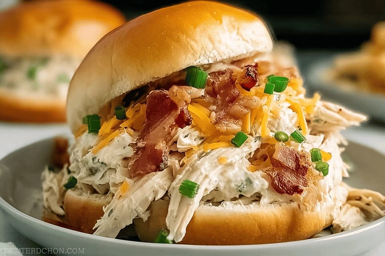 Slow Cooker Chicken Bacon Ranch Sandwiches Recipe For Easy Meals 6 Slow Cooker Chicken Bacon Ranch Sandwiches