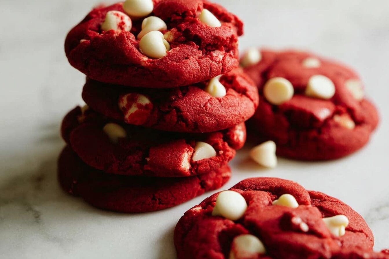 Red Velvet Cake Cookies Recipe With Cream Cheese Frosting 6 Red Velvet White Chocolate Chip Cookies