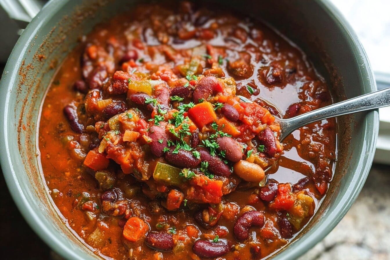 Homemade Vegetarian Chili With Hearty Beans And Fresh Veggies 6 Vegetarian Chili