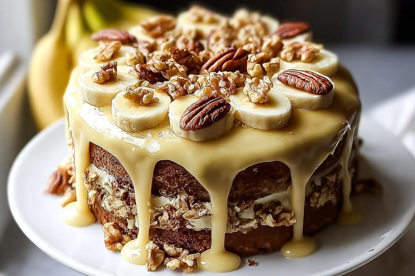 Banana Walnut Cake Recipe With Moist Texture And Nutty Flavor 6 Banana Walnut Cream Cake