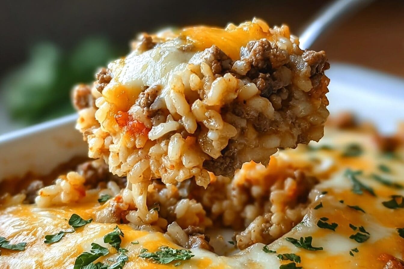 Cheesy Ground Beef And Rice Casserole Recipe With Simple Ingredients 6 Cheesy Ground Beef And Rice Casserole