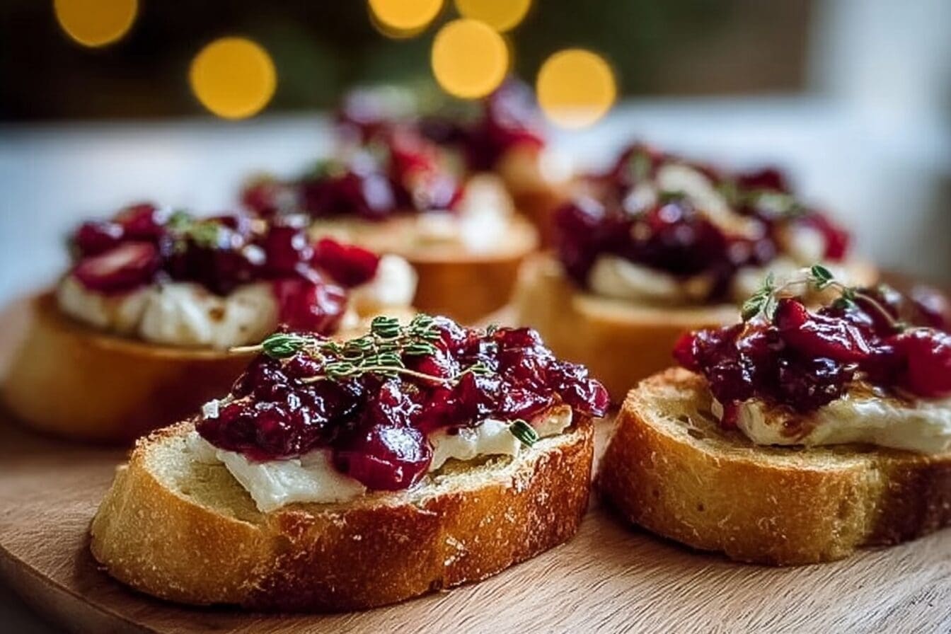 Roasted Cranberry And Brie Crostini With Balsamic Glaze 6 Cranberry Brie Crostini