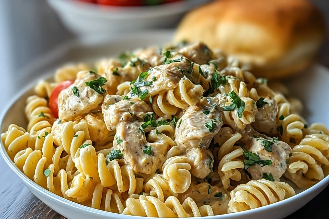 Creamy Tuscan Chicken Rotini Pasta