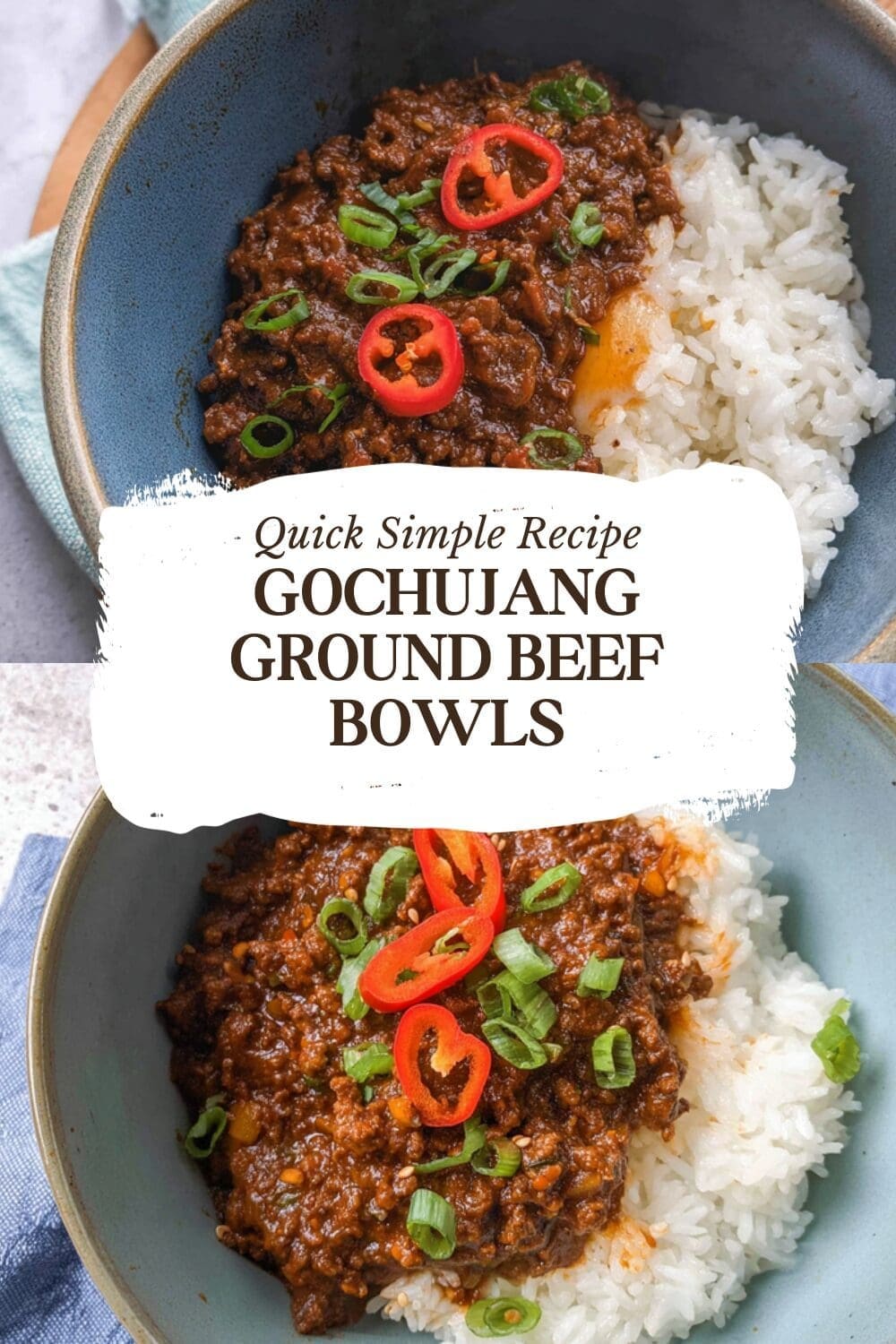 Gochujang Ground Beef Bowls