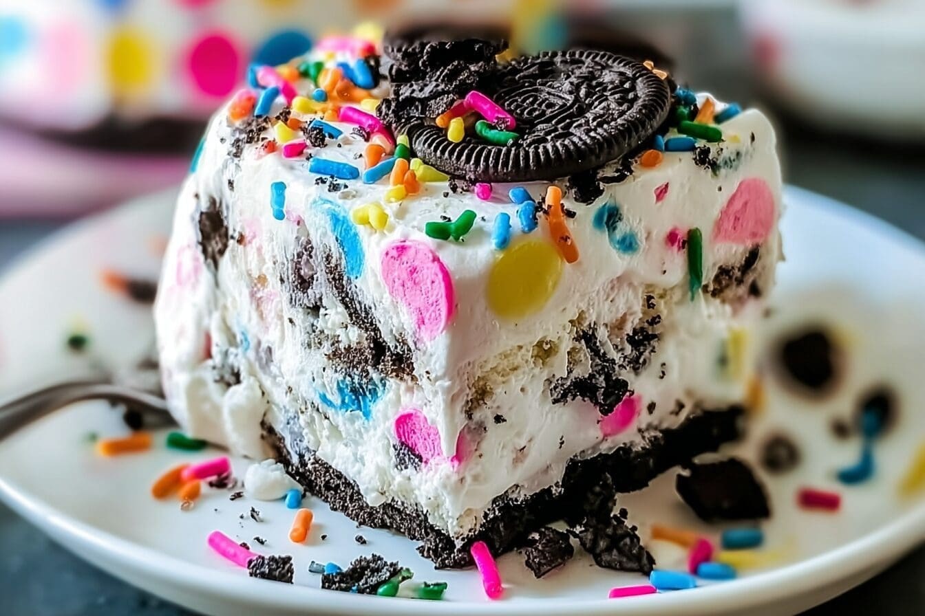 No Bake Funfetti Oreo Icebox Cake