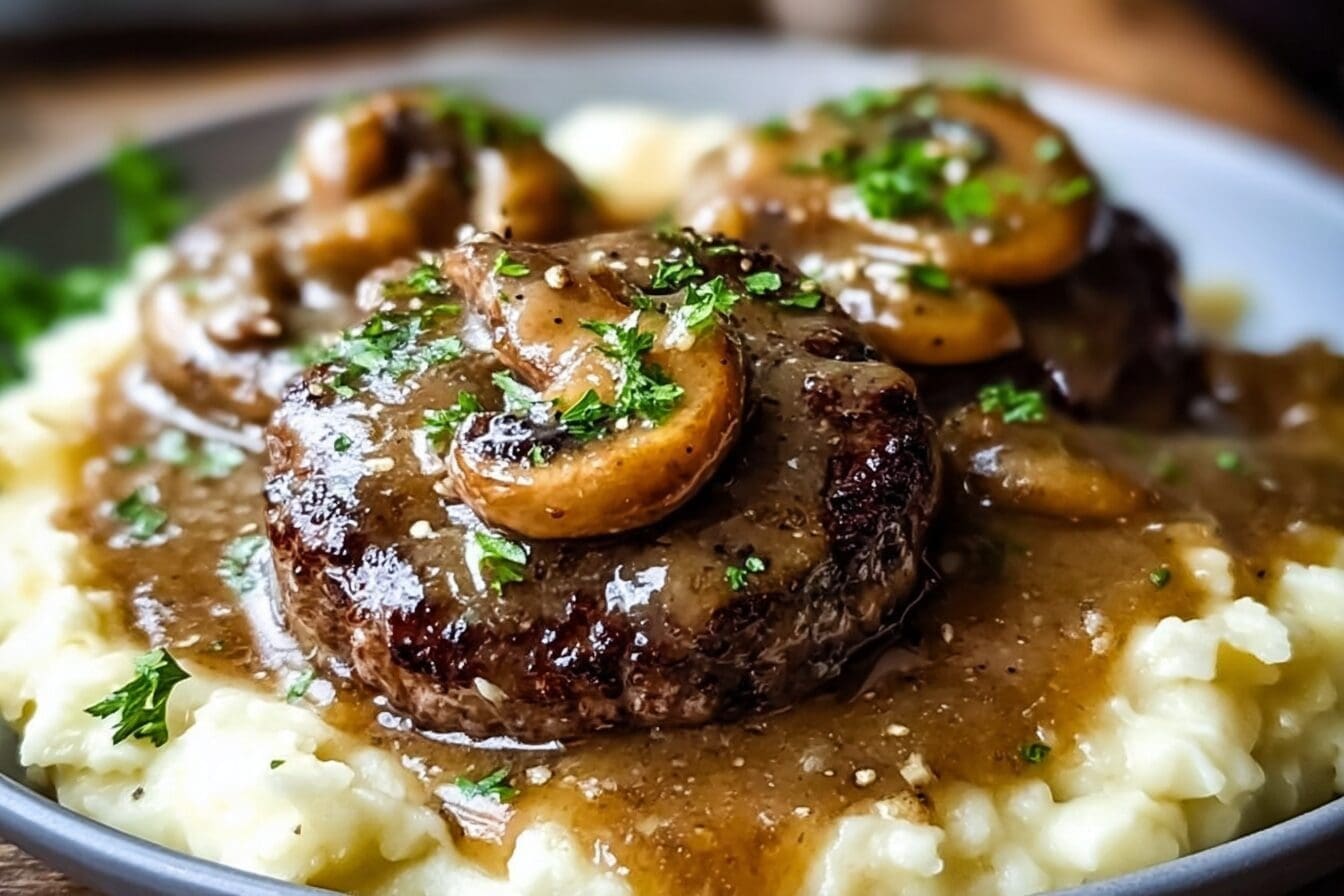 Hamburger Steak With Savory Onion Gravy Recipe 6 Smothered Hamburger Steak