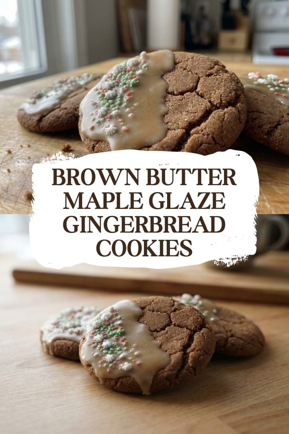 Brown Butter Maple Glaze Gingerbread Cookies