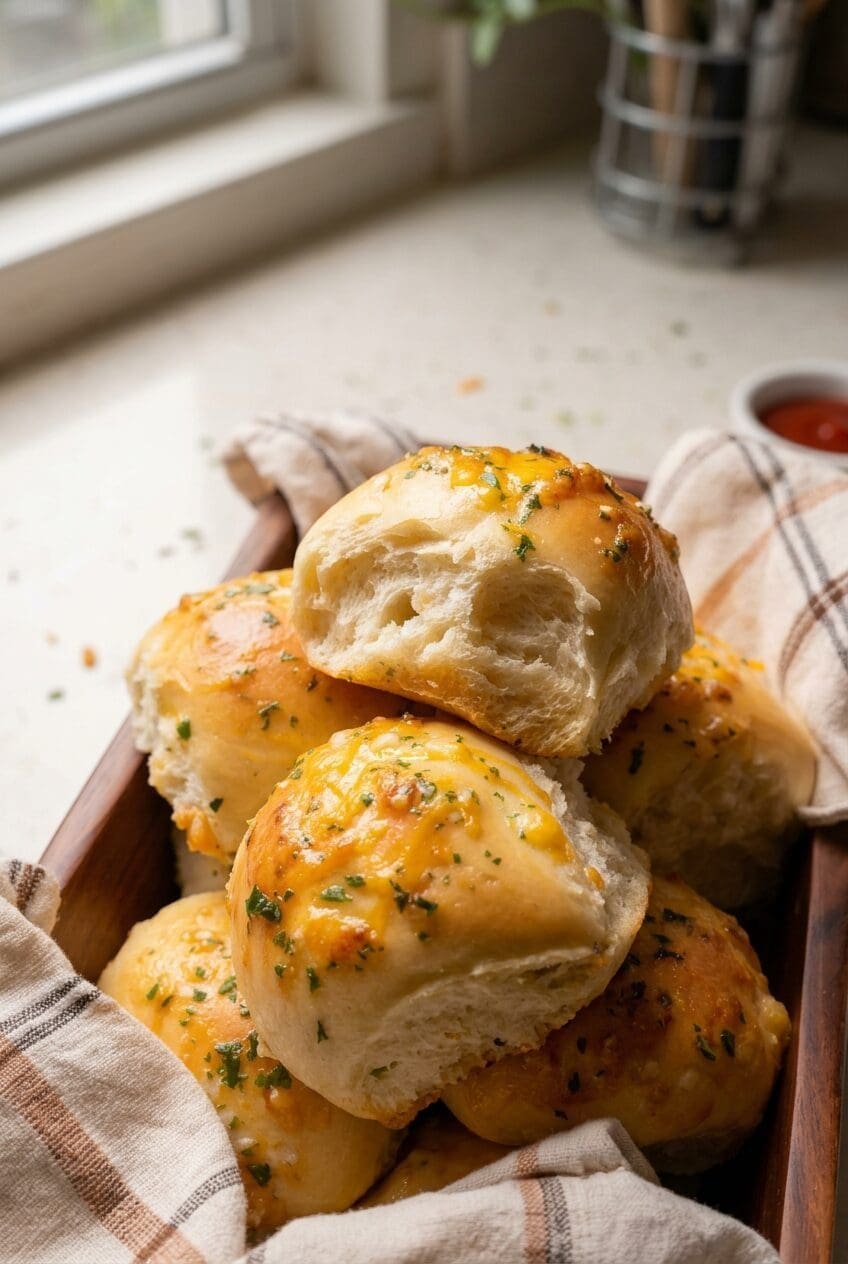 Cheesy Garlic Dinner Rolls