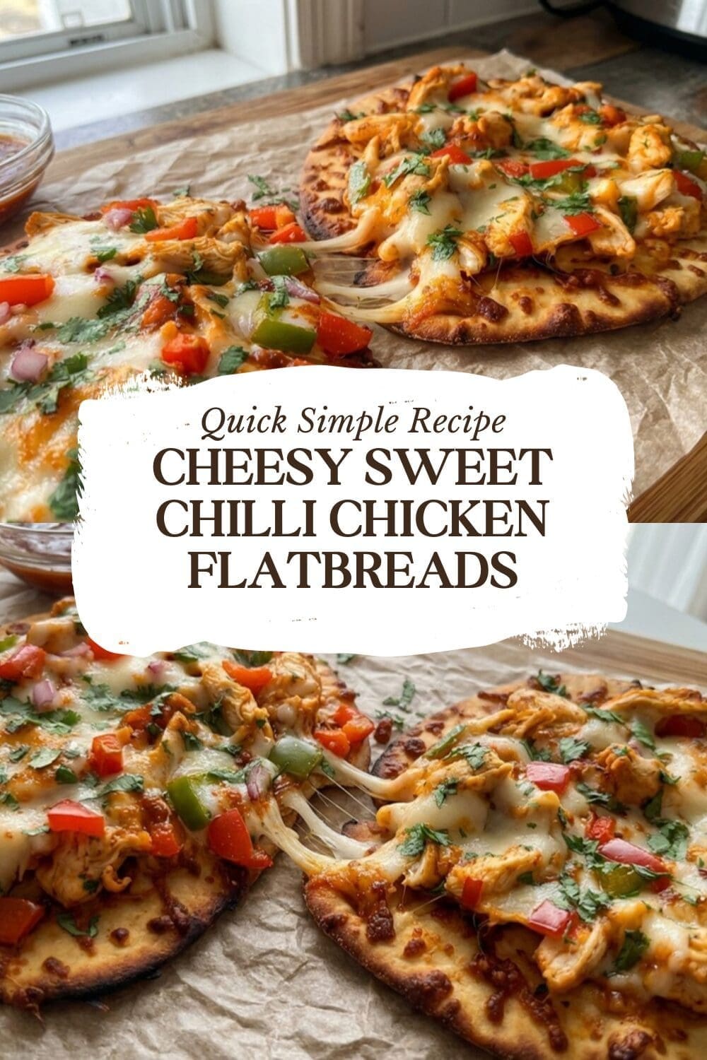 Sweet Chili Chicken Flatbread Recipe 7 Cheesy Sweet Chilli Chicken Flatbreads