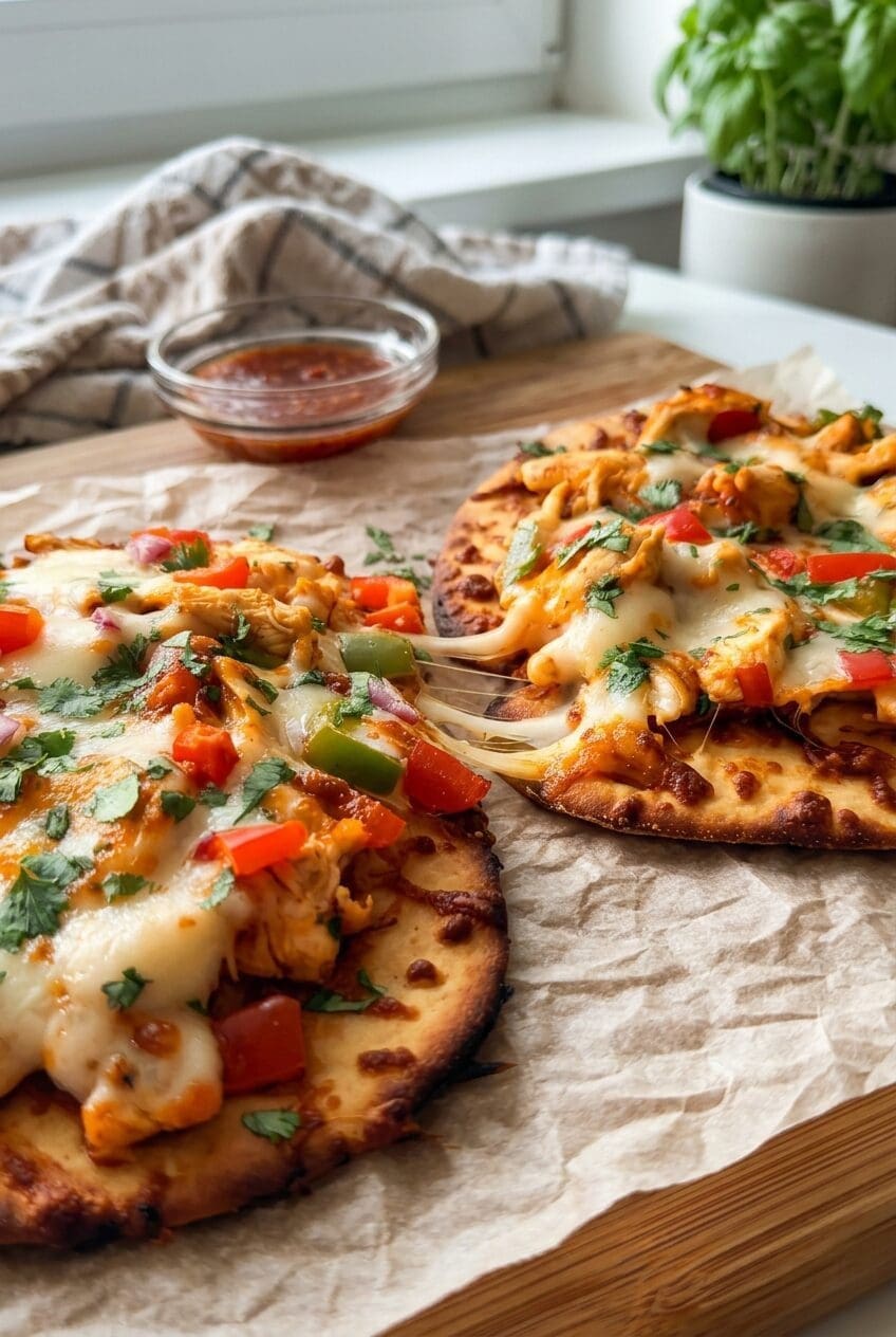 Sweet Chili Chicken Flatbread Recipe 6 Cheesy Sweet Chilli Chicken Flatbreads