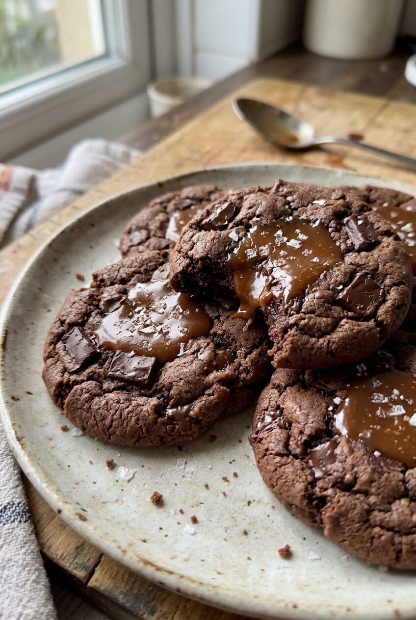 Salted Caramel Dark Chocolate Cookies Recipe 6 Chocolate Caramel Cookies