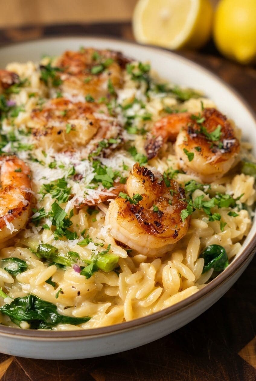 Lemon Garlic Shrimp Orzo Recipe 6 Shrimp And Lemon Orzo