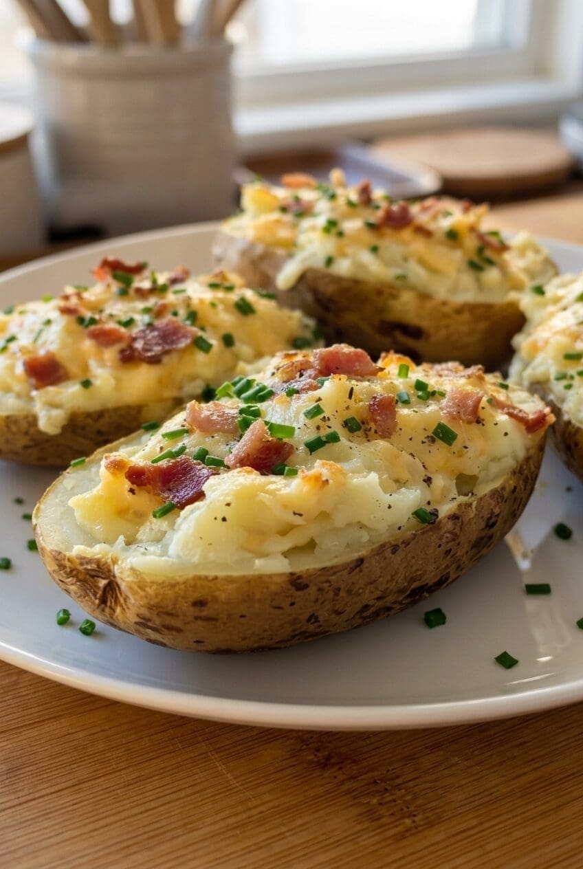 Twice Baked Potatoes Recipe Loaded With Cheese And Bacon 6 Twice Baked Potatoes