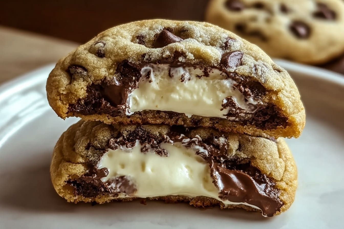 Chocolate Chip Cookies With Creamy Cheesecake Filling