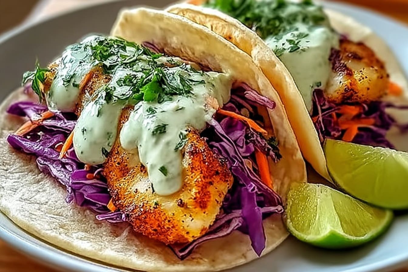 Fish Tacos Lime Crema