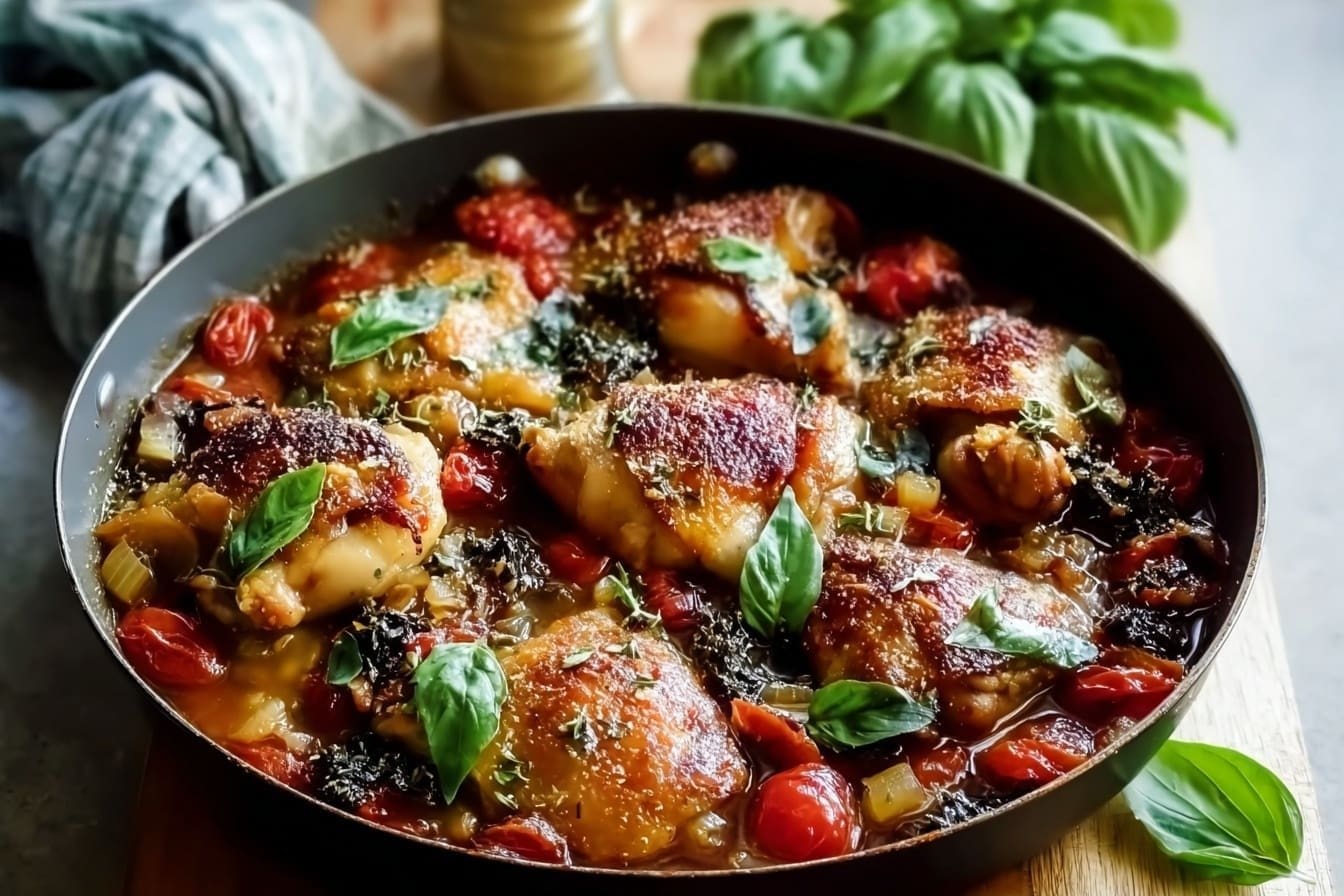 Italian Braised Chicken Recipe With Tender Thighs And Veggies 6 Italian Braised One Pot Chicken