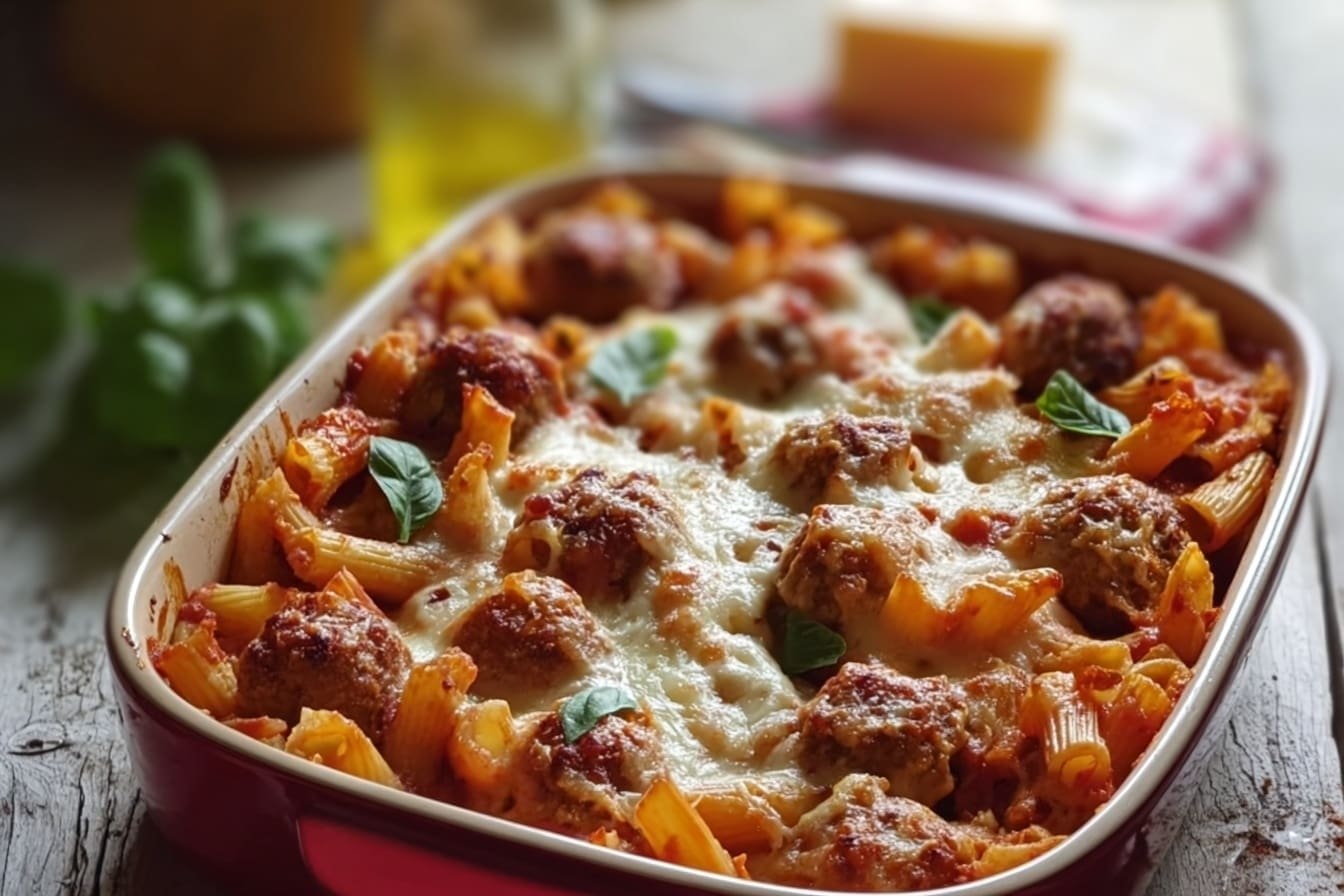 Italian Meatball Pasta Bake