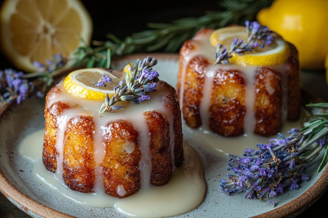 Mini Lemon Cakes With Lavender Glaze