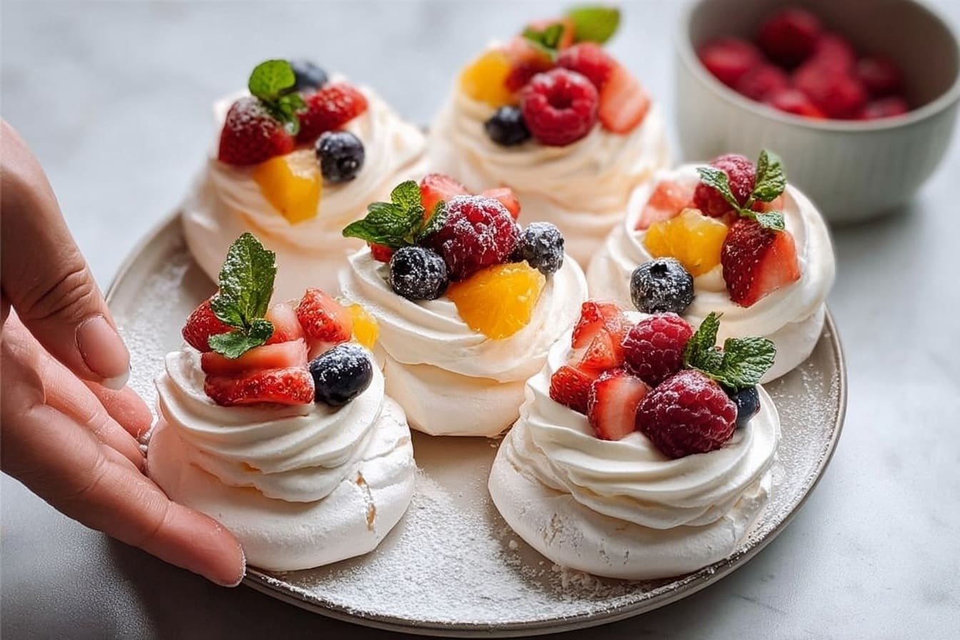 Mini Pavlova Recipe Simple And Delicious 6 Mini Pavlovas With Fresh Fruit And Cream Recipe