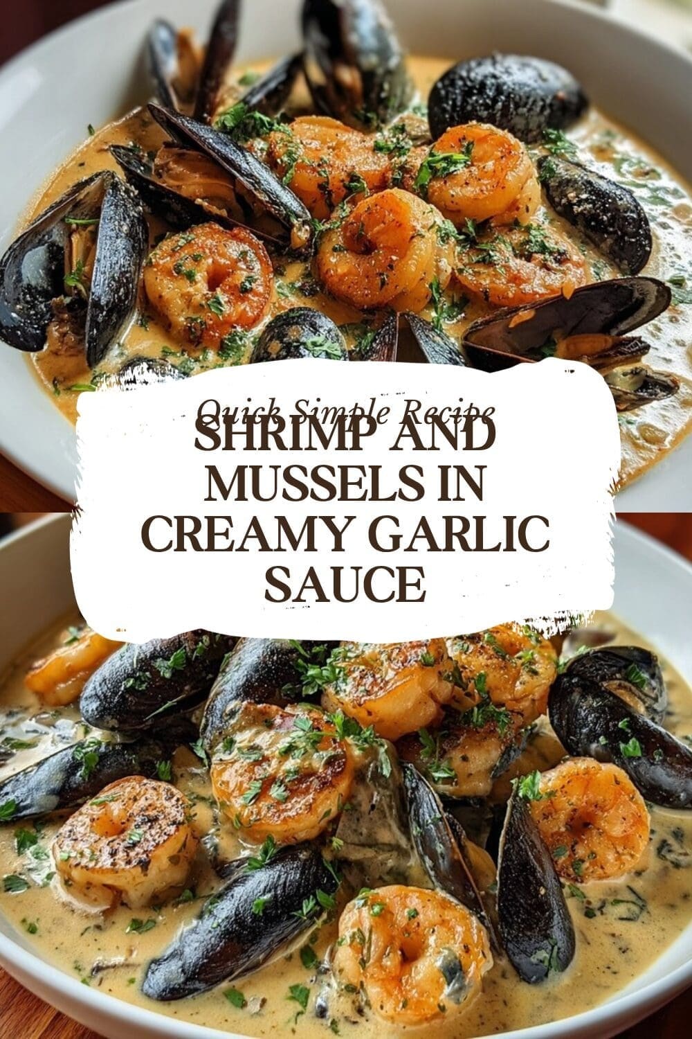 Shrimp And Mussels In Creamy Garlic Sauce