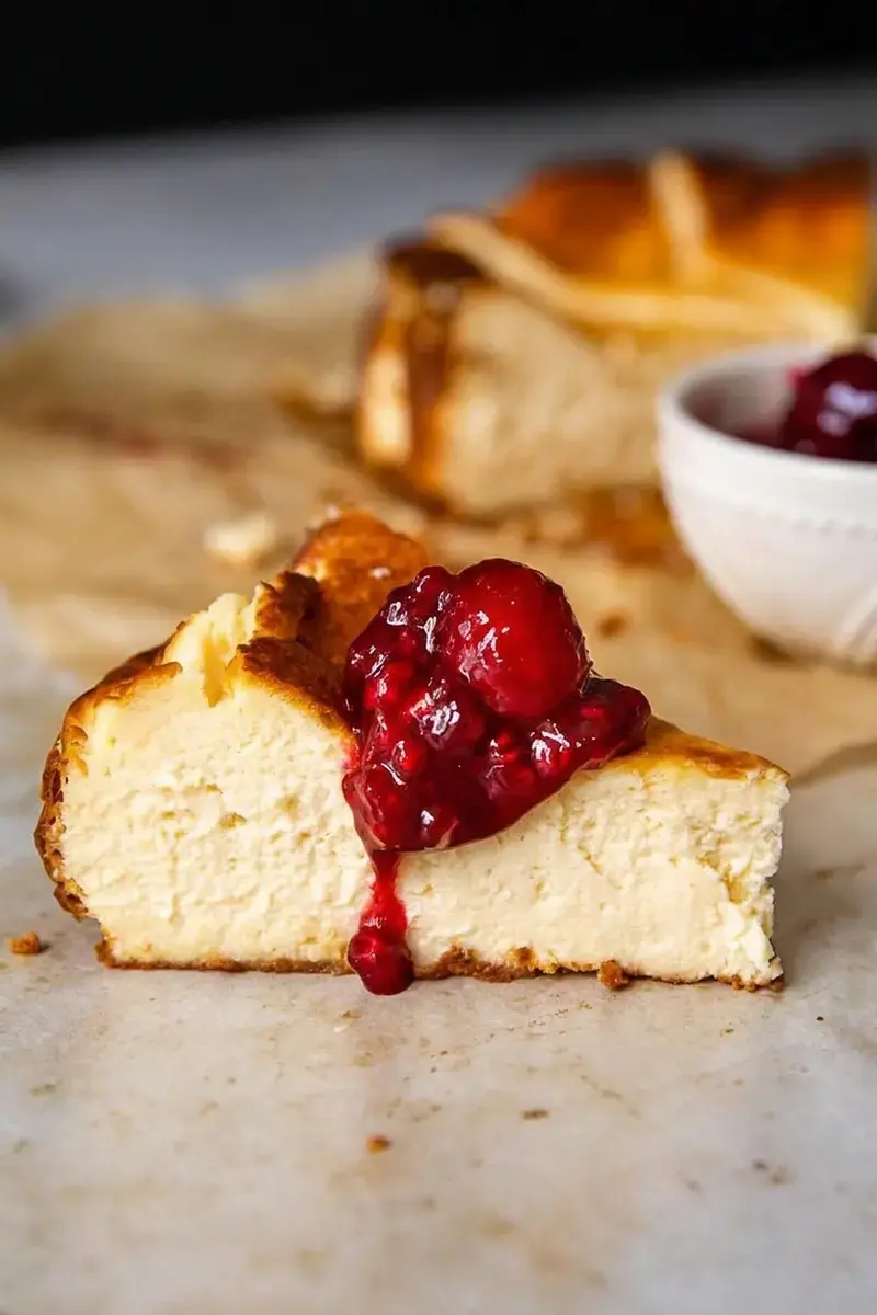 Burnt Basque Cheesecake With Raspberry Compote, Raspberry Compote