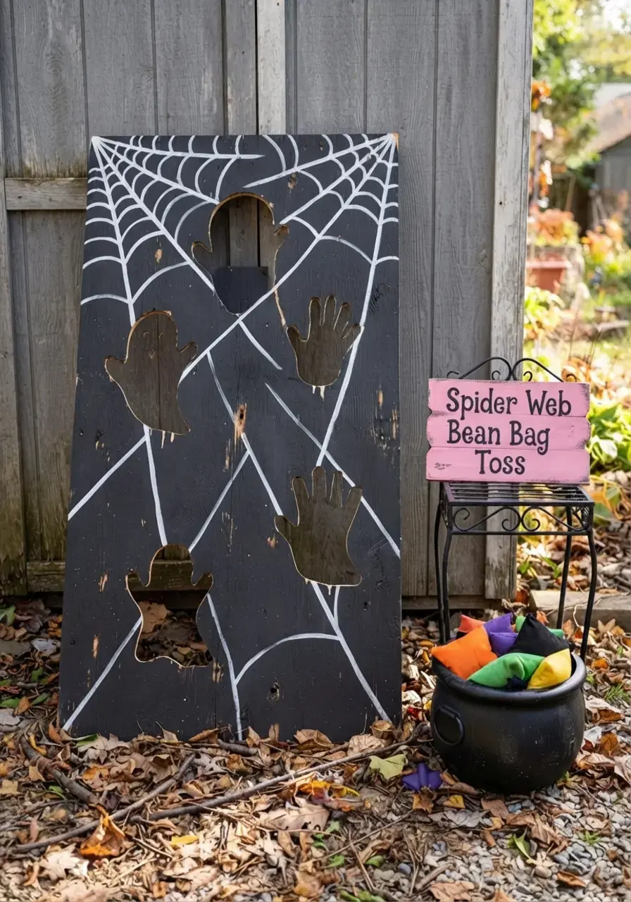 22 Halloween Carnival Party Ideas For A Family-Friendly Backyard Bash 13 22 Halloween Carnival Party Ideas, 11. Spider Web Bean Bag Toss
