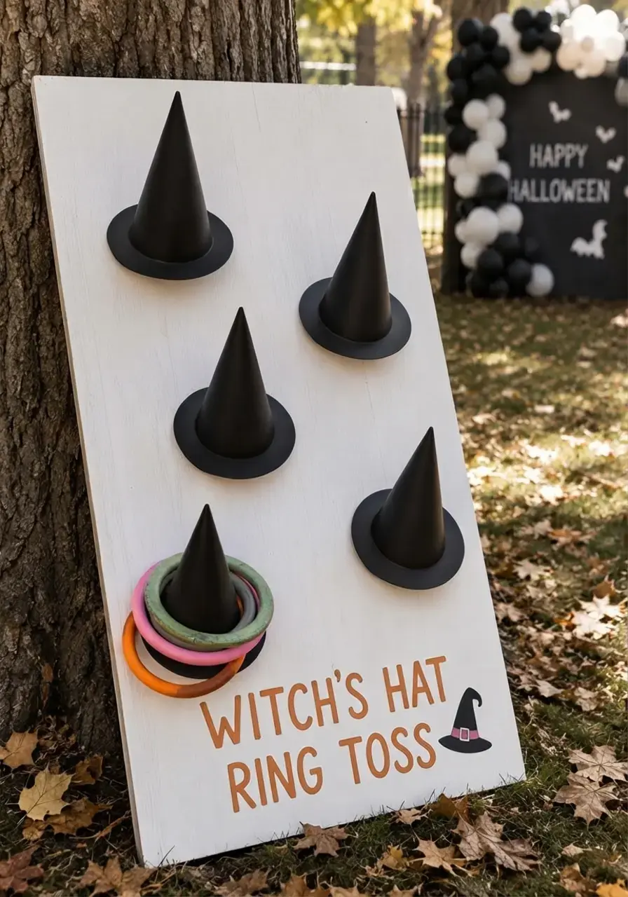 22 Halloween Carnival Party Ideas For A Family-Friendly Backyard Bash 14 22 Halloween Carnival Party Ideas, 12. Witch'S Hat Ring Toss