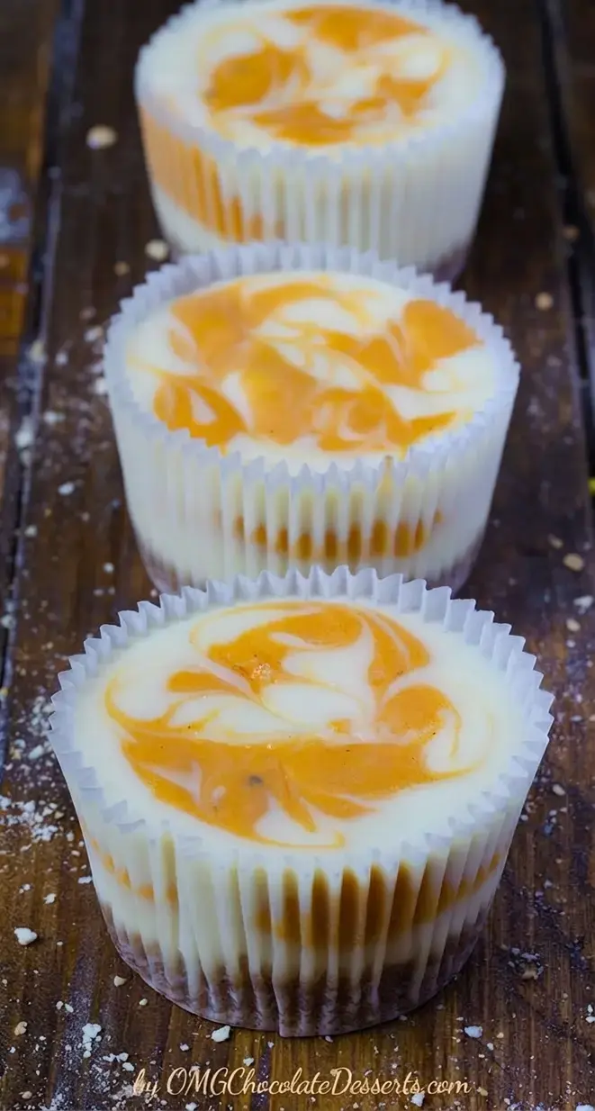 Mini Pumpkin Swirled Cheesecakes, Pumpkin Swirled Cheesecakes